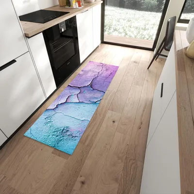 Produktbild von Küchenteppich 60x180cm rutschfest & abwischbar PVC Läufer - Oberfläche des Rissige