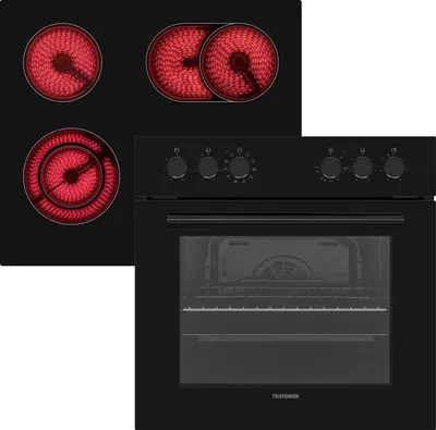Produktbild von Telefunken ECHS65A-B2 Einbauherd-Set | Elektro-Herd-Kochfeld-Kombi | Backofen & Glaskeramik-Kochfeld | Hot Air Shield