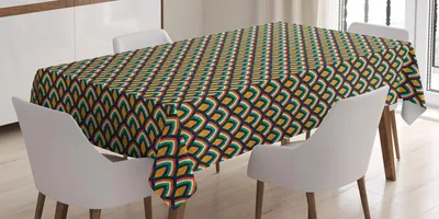 Zdjęcie produktu dla ABAKUHAUS Obrus, kolorowy wzór inspirowany japońskim squama z tradycyjną ilustracją w paski, 140 x 240 cm, wielokolorowy