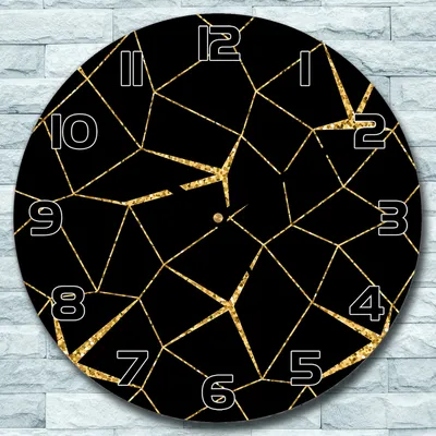 Produktbild von Wanduhr aus Glas Rund fi 30 Mosaik gold schwarz Quarz Deko Schlafzimmer Büro