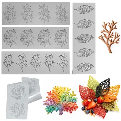 Immagine prodotto di 5 fogli di silicone per decorazioni per torte, stampo fai-da-te per decorazioni in fondant, stampo per dolci, cioccolato e caramelle, dimensioni 29,4 x 9,6 cm