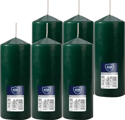Zdjęcie produktu dla Świeca walec BISPOL Aura 48H 15CM SW60/150 BUTELKOWA ZIELEŃ 6szt.