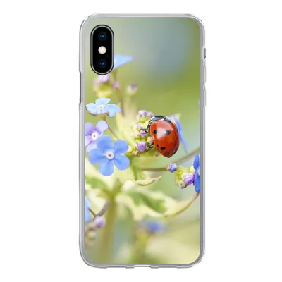 Produktbild von MuchoWow® Handyhülle Schutzhülle Hülle für iPhone X Marienkäfer - Blume - Frühling Silikon Softcase Handy Hülle - Handyhülle