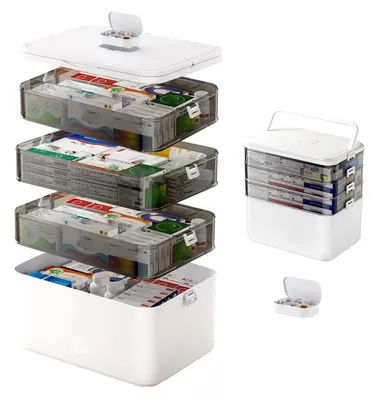Produktbild von Medikamenten Aufbewahrungsbox - Große Tragbare Erste-Hilfe-Box mit Deckeln