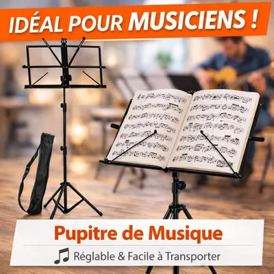 Image de Pupitre de Partition Réglable et Pliable en Aluminium – jusqu’à 132 cm