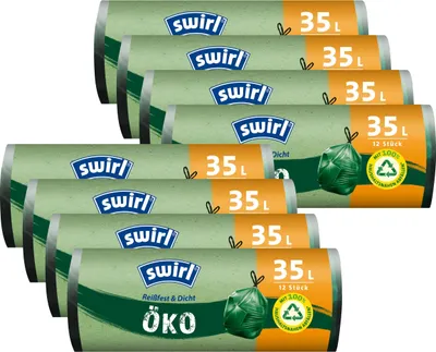 Produktbild von Swirl Öko Müllbeutel 35L 12 stk./ Rolle mit Zugband (8er Pack)