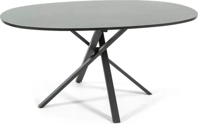 Immagine prodotto di Tavolo ovale 150×100 cm con struttura in metallo incrociato - design moderno, armonioso ed elegante, stabile e versatile, ideale per cucina, sala da pranzo o ufficio - CARLO - granito