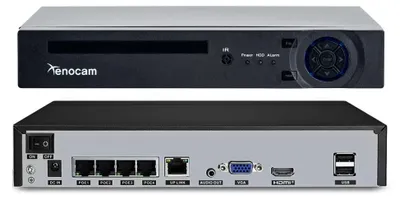 Zdjęcie produktu dla Rejestrator do kamer monitoringu - 4-kanałowy, PoE, NVR, 5MP - Kompresja wideo H.265 - Ethernet - Czarny