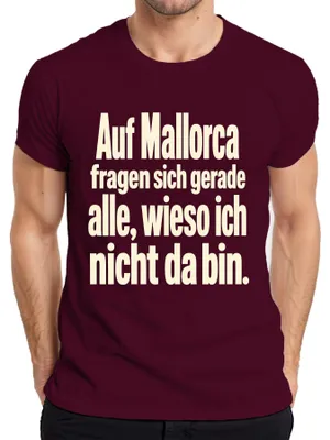 Obrázok produktu pre Na Mallorce sa všetci pýtajú, prečo tam nie som. Pánske tričko s nápisom "Malle Party", bordó farba, veľkosť XXL