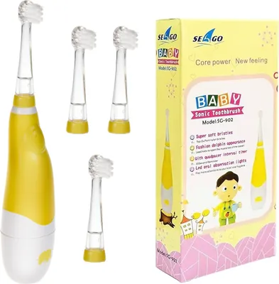 Produktbild von Seago Schallzahnbürste SG-902, Aufsteckbürsten: 4 St., Schallzahnbürste für Kinder Gelb