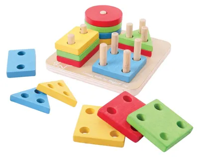 Image de Jeu d'empilage de formes en bois Bigjigs, 17dlg.