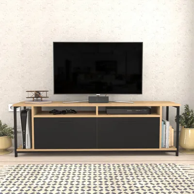 Immagine prodotto di Skye Decor, Omar - Rovere, Nero, Mobile TV, Rovere, 100% PANNELLI DI PARTICELLE RIVESTITI IN MELAMMINA, 160 x 35 x 50,8 cm