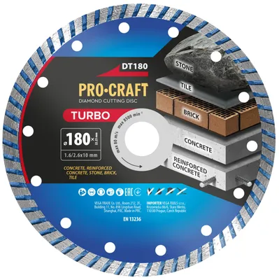 Obrázek produktu pro Diamantový řezný kotouč Turbo Procraft DT180