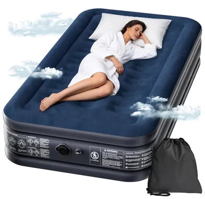 Obrázek produktu pro UISEBRT Samonafukovací nafukovací matrace pro 1 osobu, 200 x 98 x 46 cm, nafukovací postel s integrovanou elektrickou pumpou a taškou, pro kempování