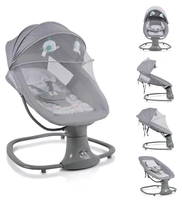 Produktbild von Moni Babywippe Axel 3 in 1 Schaukelfunktion Stubenwagen, Fernbedienung, Melodien grau