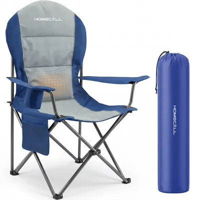 Produktbild von Campingstuhl faltbarer Hochlehner – gepolsterter Outdoor-Klappstuhl bis 150 kg, leicht und stabil, blau