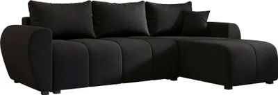 Image de BEDTE ECKSOFA MOLISA L Cosmic 100 Droit Noir avec fonction sommeil Canapé en L avec coffre de rangement Canapé salon Canapé-lit Coffre de rangement Canapé-lit