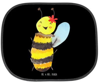 Produktbild von Mr. & Mrs. Panda Sonnenschutz Auto Biene Happy - Schwarz - Geschenk, Autoscheibe, Sonnenblende, Fürs, Seitenscheibe, Autosonnenschutz, Fenster