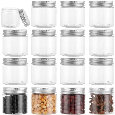 Zdjęcie produktu dla Zestaw 16 pojemników do przechowywania, pojemność 60 ml, szczelne, przezroczyste, wolne od BPA, wykonane z PET/aluminium
