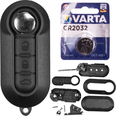 Produktbild von Auto Schlüsselgehäuse + Batterie kompatibel mit Fiat 500 Punto Evo Bravo Ducato III Doblo Qubo Peugeot Boxer Citroen Jumper Iveco Daily Opel Combo D Fernbedienung Rohling