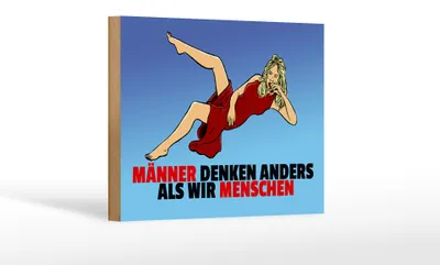Produktbild von Holzschild Spruch 18x12cm Männer denken anders als wir Menschen
