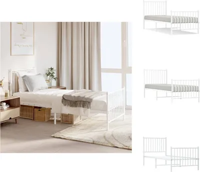 Produktbild von vidaXL Bettgestell mit Kopf- und Fußteil Metall Weiß 80x200 cm -  Betten & Bettgestelle