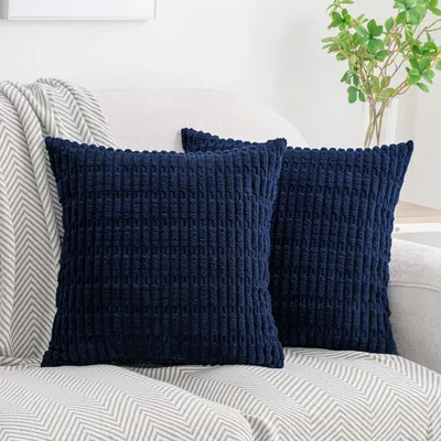 Immagine prodotto di Coperte per cuscini a righe, 50 x 50 cm, blu scuro, set da 2