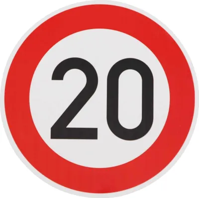 Produktbild von ORIGINAL Verkehrszeichen 20 km/h Schild Nr. 274-20 nach StVO und RAL-Gütebedingungen Verkehrsschild Straßenschild Straßenzeichen Metall zum 20. Geburtstag  Geburtstagsschild 42 cm Metall Folie-Typ1