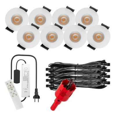 Produktbild von S-Polylight PREMIUM Mini LED- Einbauspots Warmweiss 3.000K, Smart, Smarthome, App, Alexa, DIMMBAR, IP65, FUNK 3W LED Einbaustrahler Terrassenüberdachung, Terrassenbeleuchtung, Bad, Sauna, LED Spots mit Fernbedienung (WEISS, 8x SMARTHOME LED-SET)
