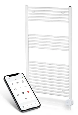Obrázek produktu pro Elektrický radiátor do koupelny – ovládání přes Wi-Fi – 800 W – 1175 x 750 mm – ocel s povrchovou úpravou – radiátor na ručníky