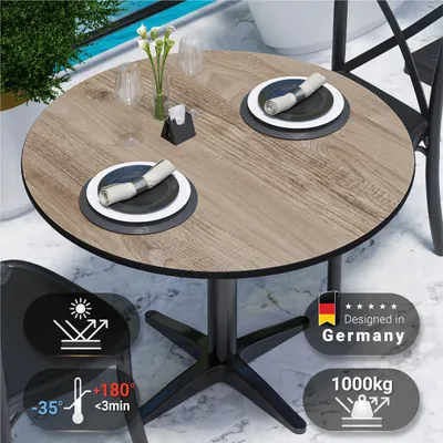 Produktbild von COMPACT | Gastro HPL Tischplatte | Ø 60 cm | Rustikal Eiche | Rund | Gastro HPL Tischplatte