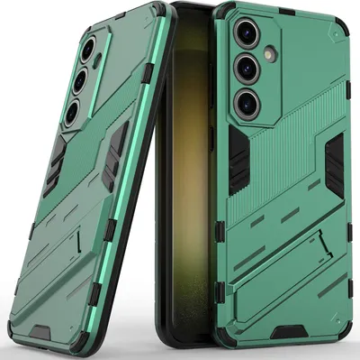 Produktbild von Armor Hülle für Samsung Galaxy S24 FE Hybrid PC TPU Bumper Stoßfestes Schutzhülle mit Standfunktion Grün