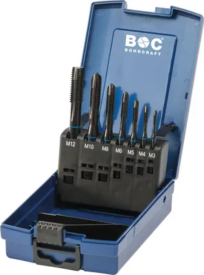Produktbild von BOHRCRAFT Maschinengewindebohrer-Satz M3-M12 HSS-E Blauring Form B 7-teilig