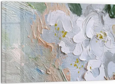 Produktbild von DEQORI Küchenrückwand Glas 60x40 cm 'Pastellblütenmeer' Spritzschutz Bad Rückwand Küche