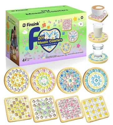 Obrázek produktu pro Sada pro výrobu mozaiky, 8 kusů, dřevěné podtácky, DIY, skleněné kamínky, dárek k Dni matek
