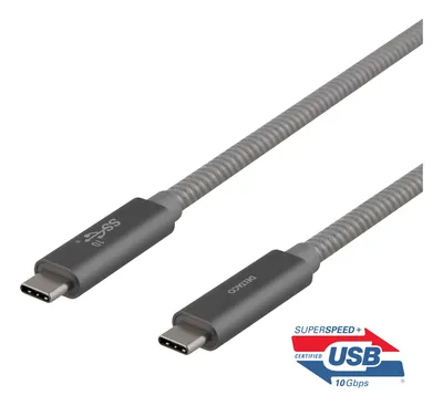 Image de DELTACO Câble USB-C SuperSpeed, 1m, USB 3.1 Gen 2, 10 Gbps, 100W, space