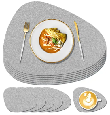 6 Silikon-Tischsets + 6 Untersetzer, hitzebeständig 230 °C, hellgrau