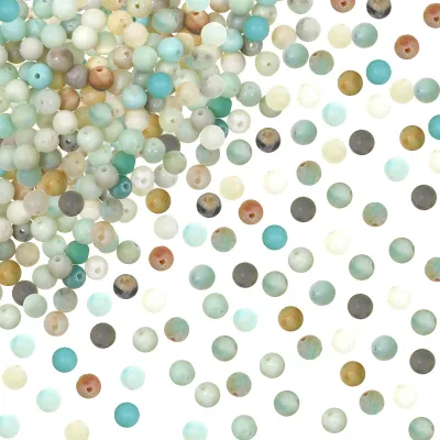 100 Stück Amazonit Perlen 4 mm rund Naturstein für DIY Schmuck