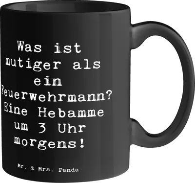 Produktbild von Mr. & Mrs. Panda Tasse Spruch Mutige Hebamme - Schwarz - Geschenk, kaffeebecher bedruckt, Hebammenarbeit, Geschenke für Berufstätige, handgefertigte, Berufsgestaltung