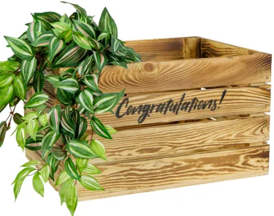 Produktbild von Holzkiste Johanna geflammt "Congratulations"