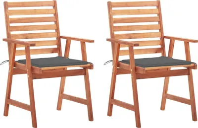 Produktbild von Garten-Essstühle 2 Stk. mit Kissen Massivholz Akazie