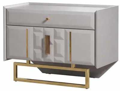Produktbild von Schlafzimmer Set Modern Grau Bett Nachttische Stoff Designer-Bett