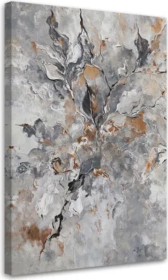 Produktbild von Leinwandbild Botanisch Abstrakt Grau Gold 40x60 Feeby Silber bild für die wand bereit zum aufhängen