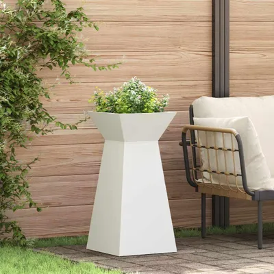Image de Maison Exclusive - 2 jardinières sur pied, blanches, 35 x 35 x 73 cm, en acier laminé à froid