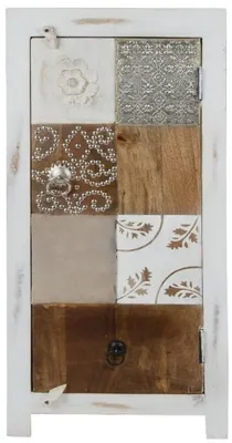 Produktbild von Casa Padrino Landhausstil Shabby Chic Kommode Antik Weiß / Mehrfarbig 40 x 32 x H. 90 cm - Kleiner Landhausstil Schrank mit Tür