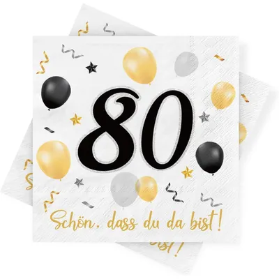 Productafbeelding van Servetten voor een 80e verjaardag, zwart
