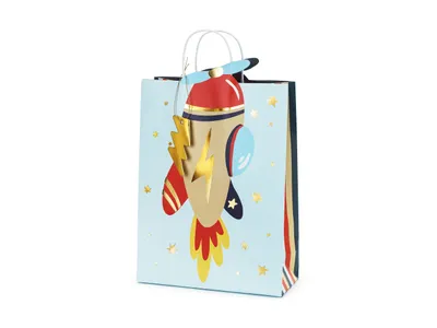 Produktbild von PartyDeco TNP29, Geschenkverpackungstasche, Mehrfarbig, Abbildung, Mottoparty, Weiß, 100 mm