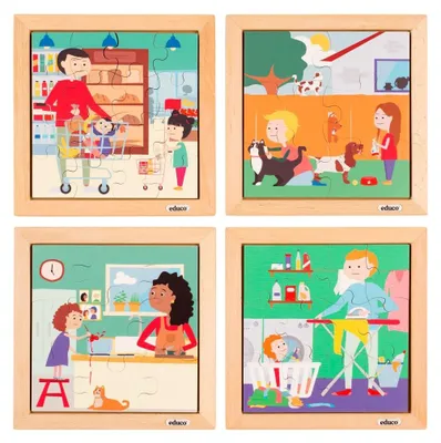 Image de Educo Puzzle en bois - Puzzle pour tout-petits - lot de 4 - jeu Montessori