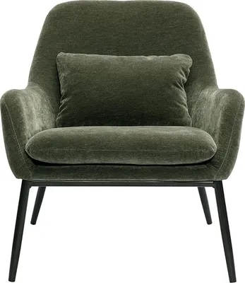 Produktbild von Miliboo - Designersessel aus Samt-Effekt khakigrünem Stoff und schwarzem Metall MAXINE