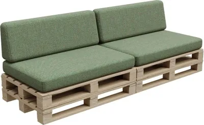 Produktbild von Palettenkissen, Palletenpolster, Gartenkissen, PFBG (2X Set (120x80 + 120x35), Pistazie)